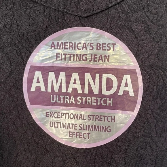 Gloria Vanderbilt Amanda Stretch Slimming Jean in Black Damask, size 12, NWT - Picture 3 of 16